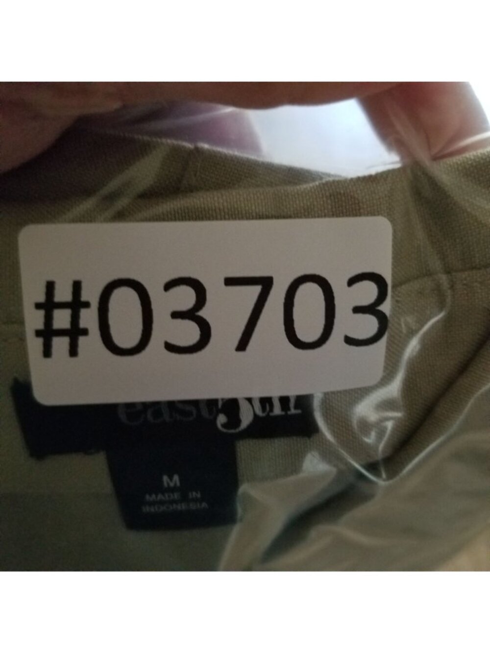 East 5th Shirt Womens Medium Tan Linen Blend Button Up 3/4 Sleeve Collared Top - Picture 11 of 11